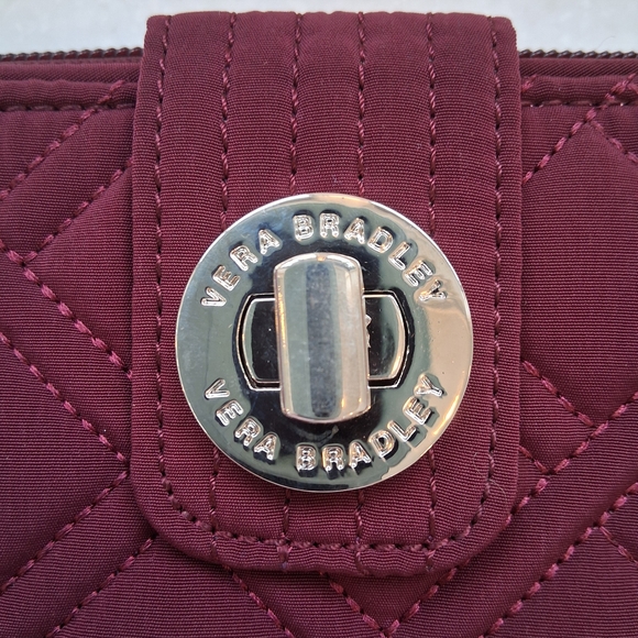 Vera Bradley Quilted Turn Lock Wallet in Burgundy - Raisin Color - Picture 2 of 7